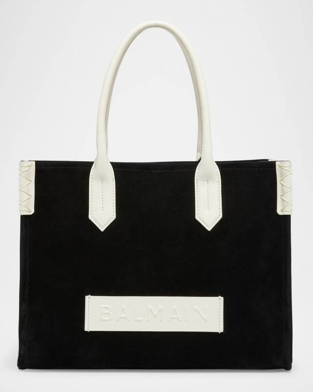 B-Army Leather-Trim Tote Bag in Suede